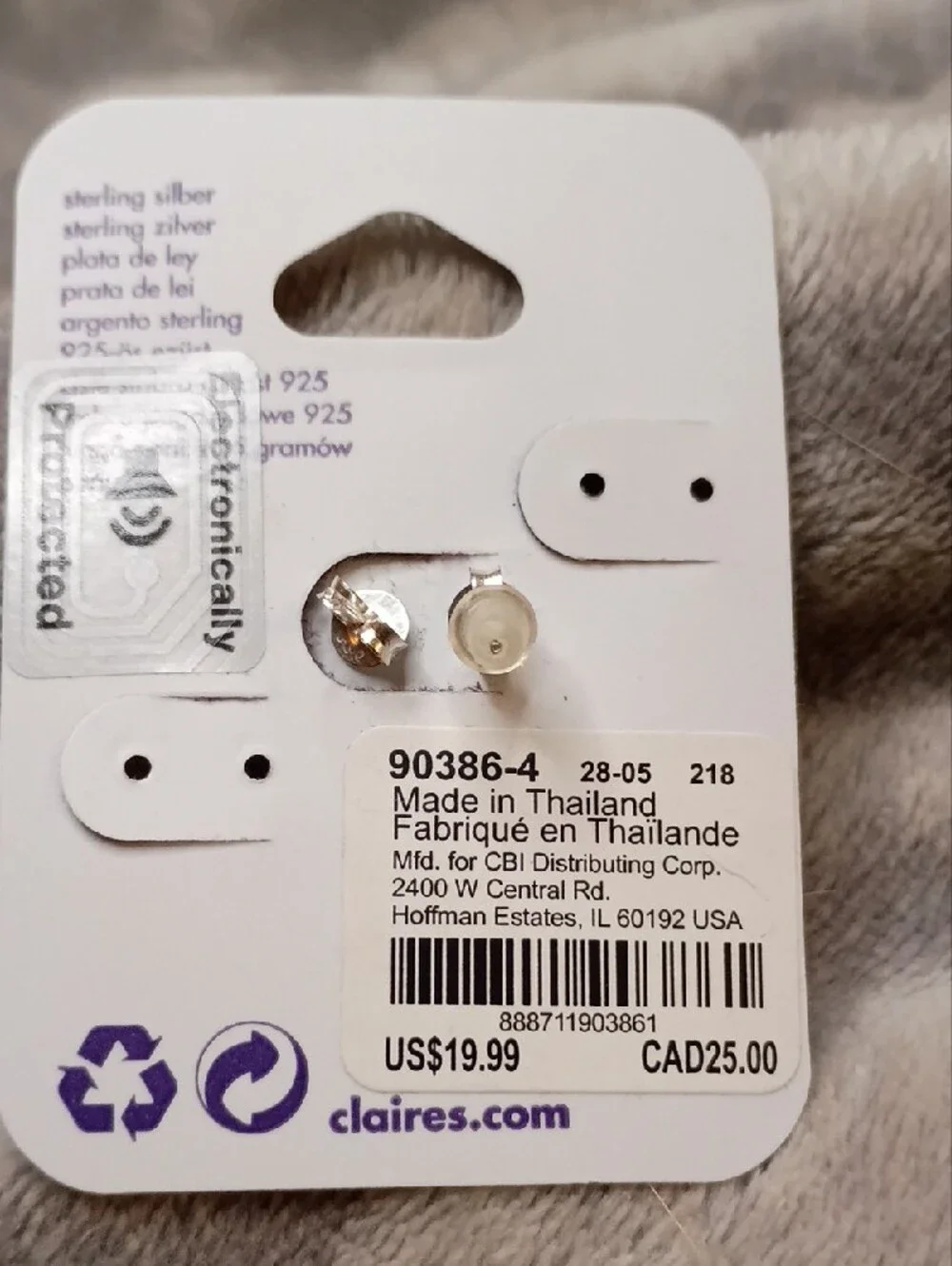 Claire's Purple and White Unicorn Pet Earrings